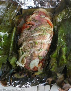 Fish in banana leaf (Liboke de poisson) - Immaculate Bites