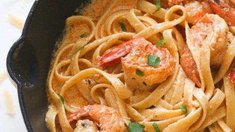 Angel Hair Pasta with Shrimp and Tomato Cream Sauce – Delish!