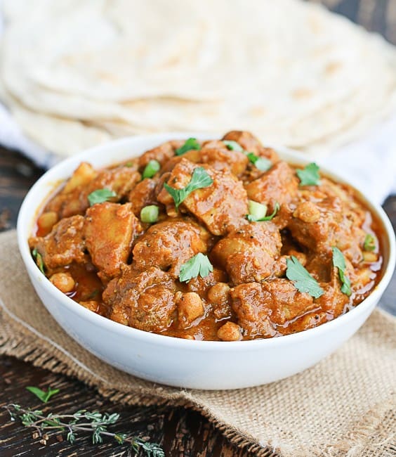 A delicious bowl of Trinidad chicken roti ready to enjoy