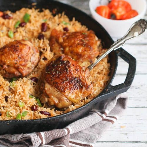 One Pot Puerto Rican Chicken and Rice - Immaculate Bites