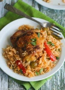 One Pot Puerto Rican Chicken and Rice - Immaculate Bites