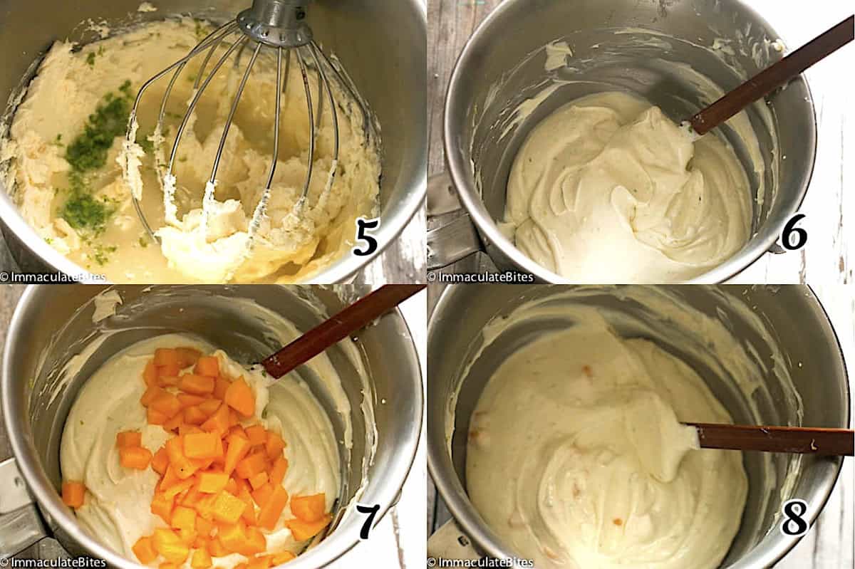 Whip the cream cheese and combine all the filling ingredients