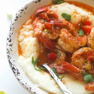 Creamy Cajun Shrimp and Grits ready to comfort your soul