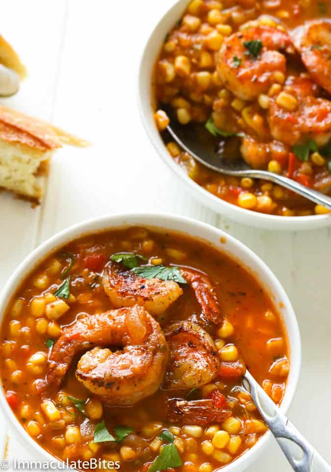 Cajun corn shrimp soup for your list of fall soup recipes