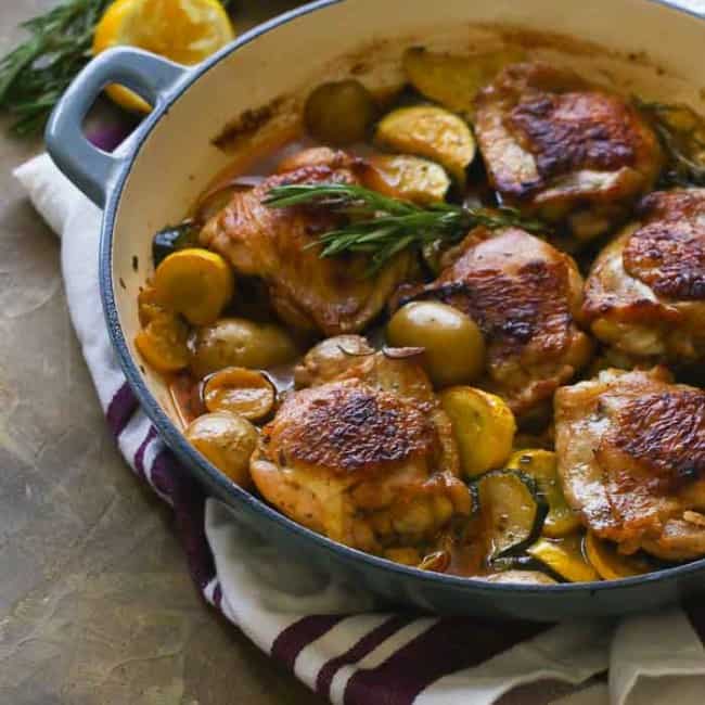 Lemon Rosemary Chicken Thighs fresh from the oven and ready to enjoy