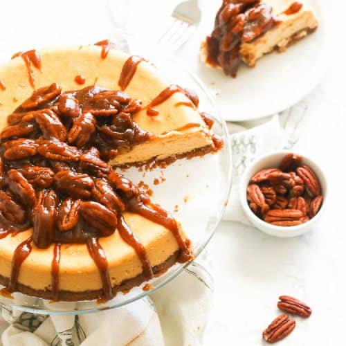 Chocolate Caramel Pecan Cheesecake - Immaculate Bites