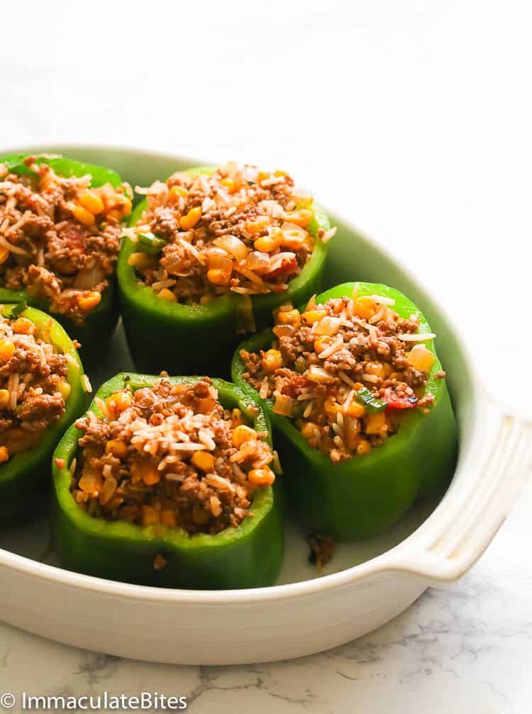 Stuffed Green Bell Peppers - Immaculate Bites