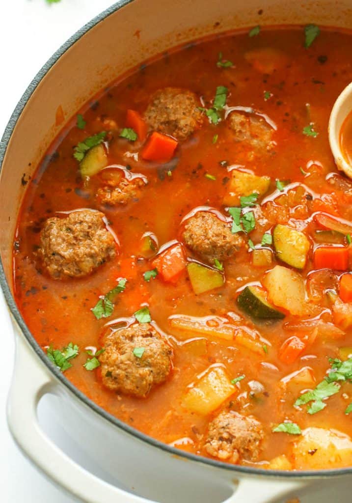 Albondigas Soup in a Pot