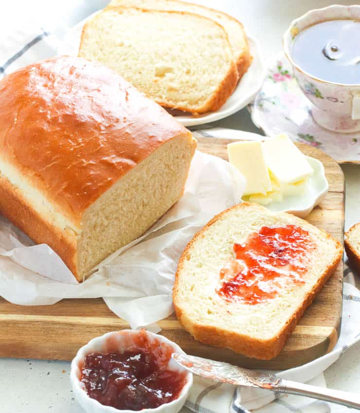 Bread slathered with jam