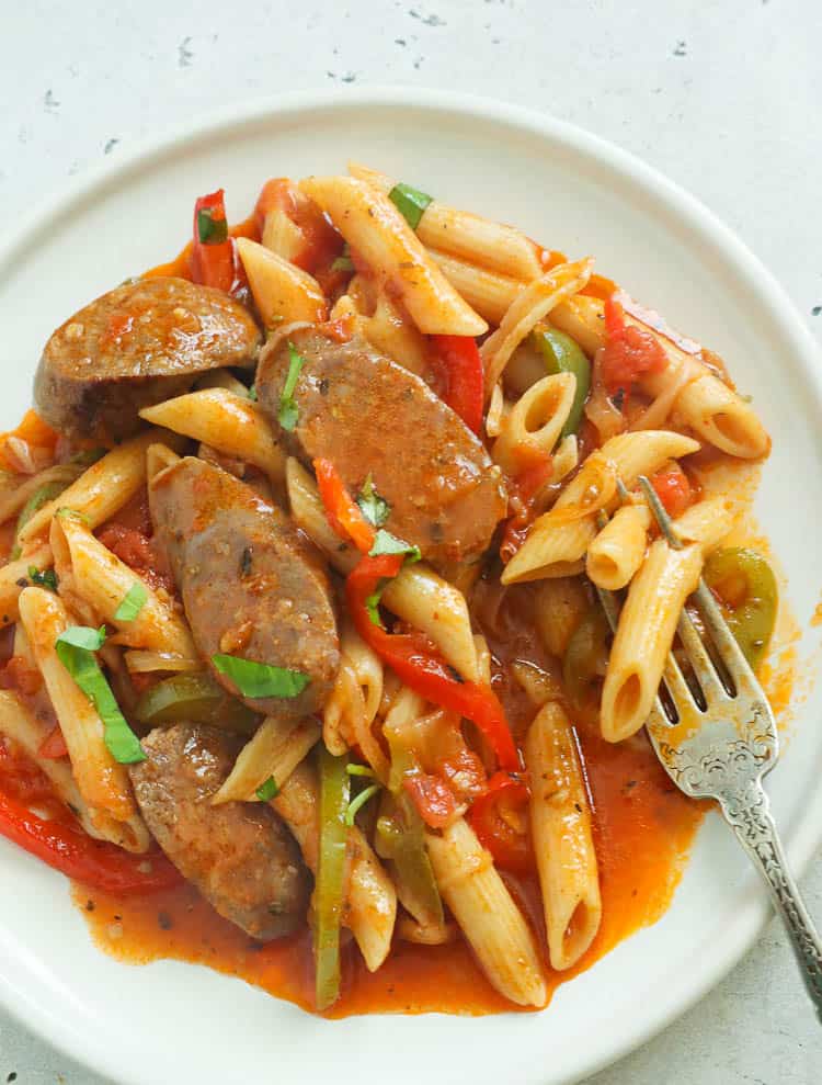 A plateful of delicious Sausage and Pasta