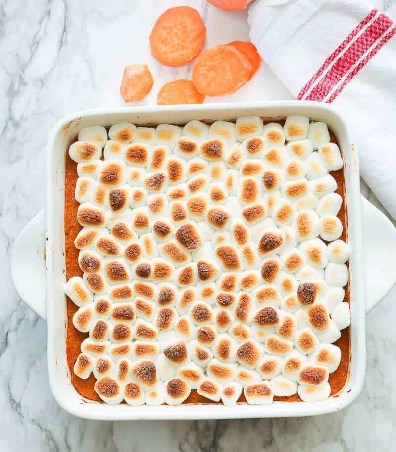 Sweet Potato Casserole with Marshmallows - Immaculate Bites