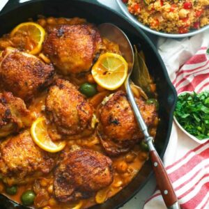 Chicken Tagine Served with Couscous on the Side