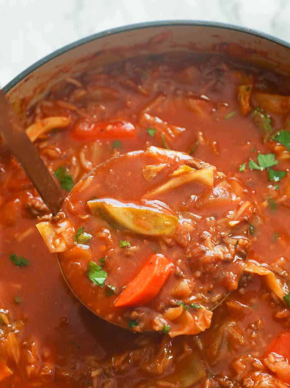 Scrumptious Stuffed Cabbage Roll Soup (Plus VIDEO) - Immaculate Bites