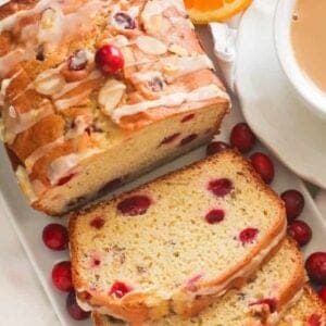 Sliced cranberry orange bread