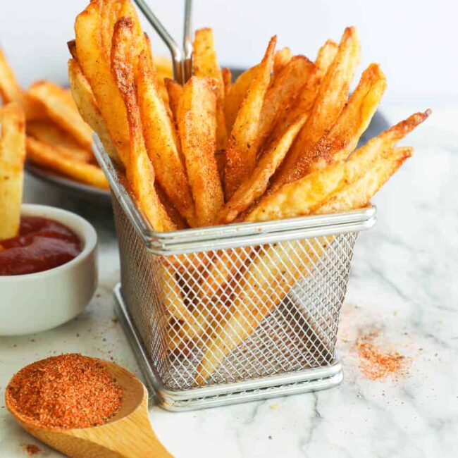 Seasoned Fries in a basket ready to enjoy