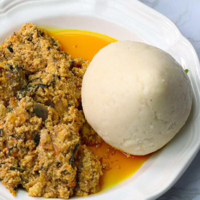 Ugali (corn fufu) with a traditional African dish for pure comfort