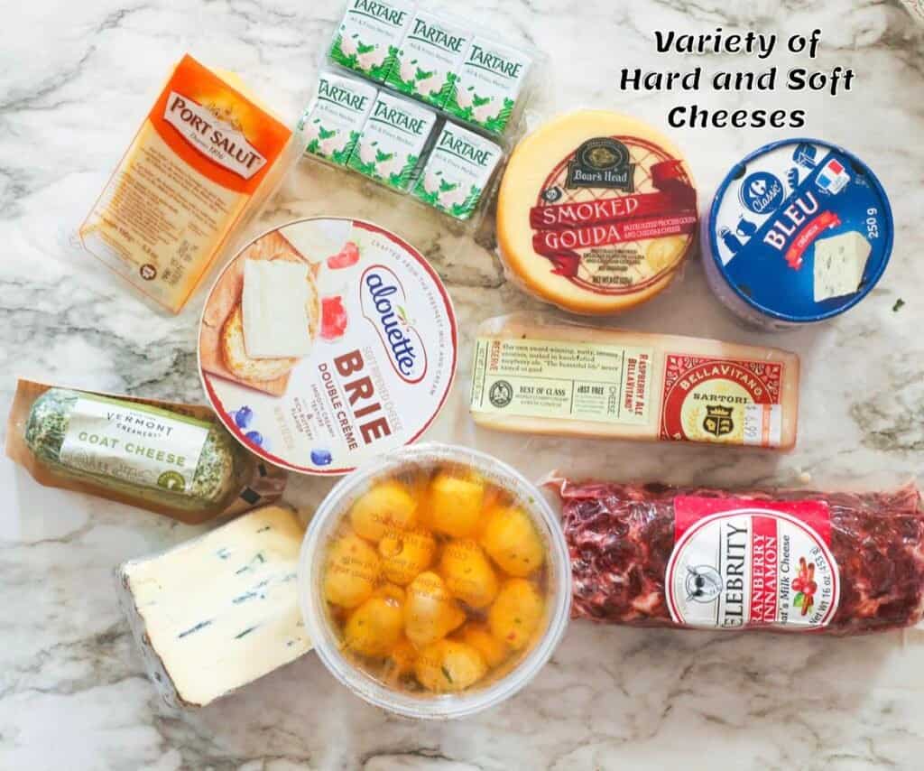 Cheeses for the charcuterie board