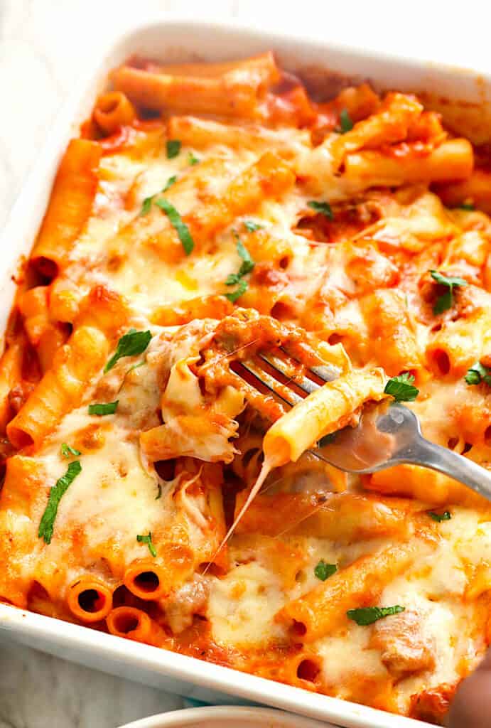 Easy Baked Ziti (plus Video) - Immaculate Bites