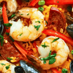 Seafood Paella Recipe with Shrimp and Mussels