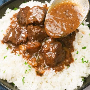 Ready to serve Beef Tips and Rice Recipe