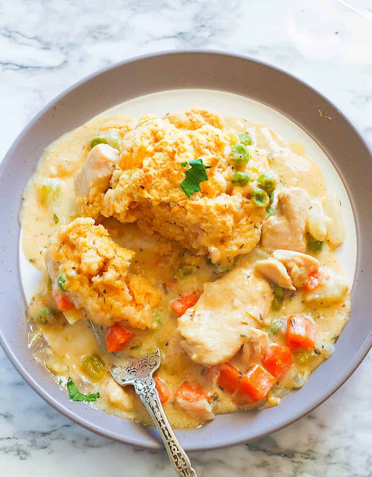 Creamy Chicken and Biscuits - Immaculate Bites