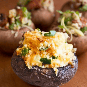 Stuffed Mushroom with buttery cajun-seasoned crab meat