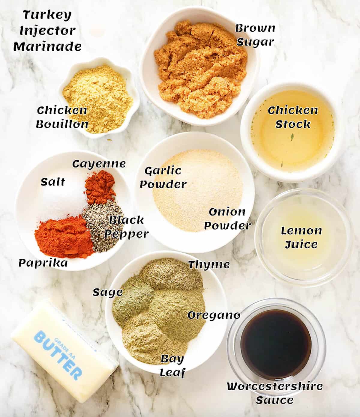 Injector marinade ingredients