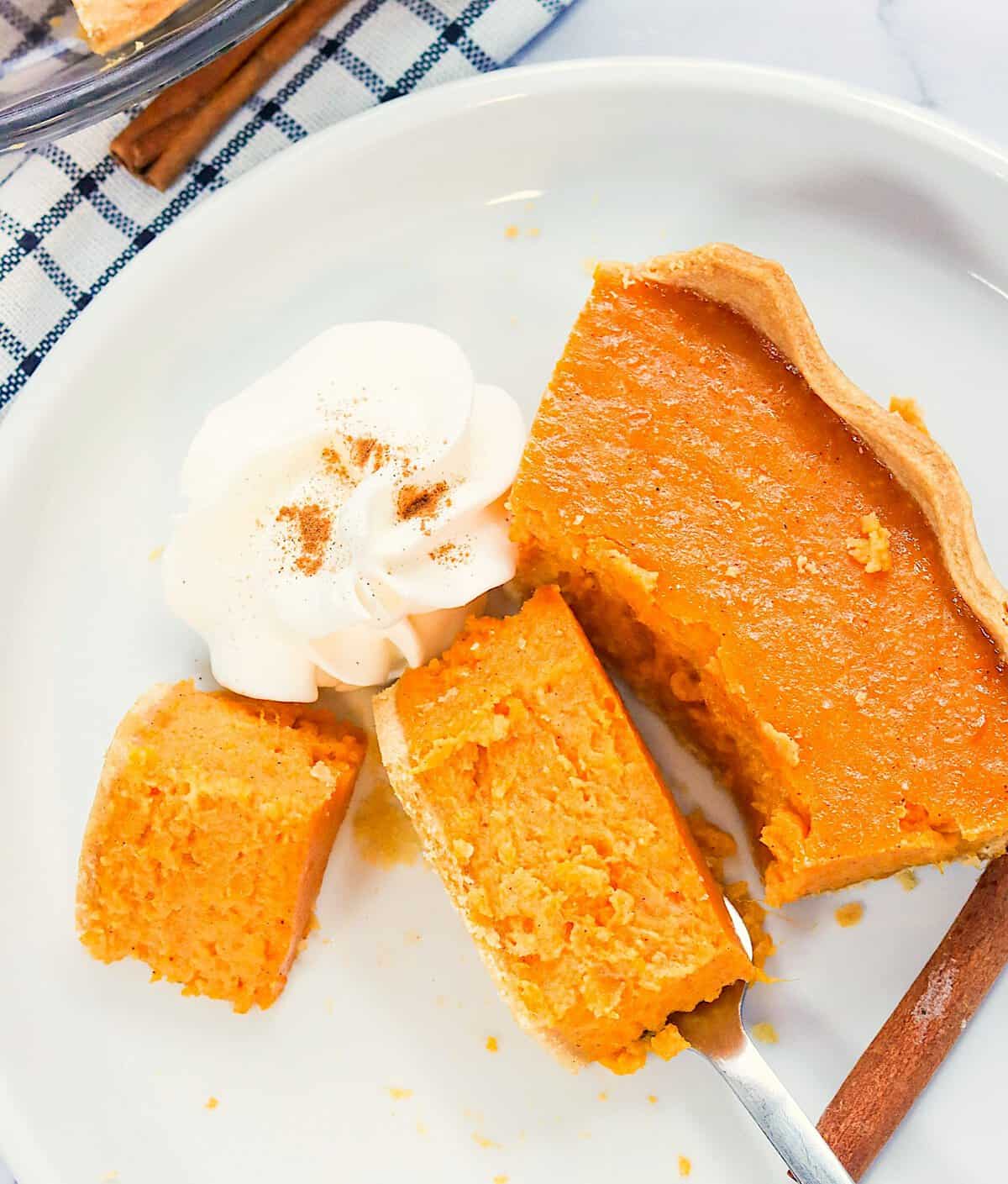 Diving into insanely silky Condensed Milk Sweet Potato Pie with homemade whipped cream