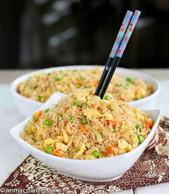 Diving into crazy delicious coconut fried rice with chopsticks