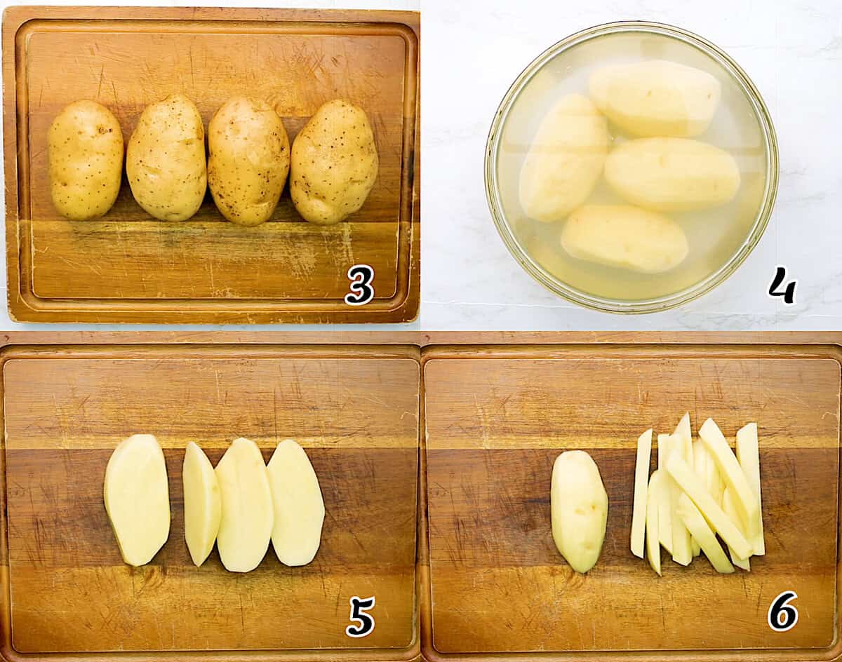 Peel and slice the potatoes