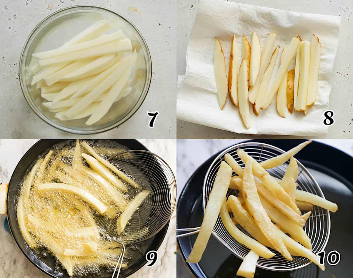 Dry and do the first fry