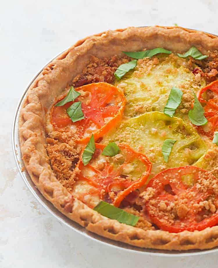 Freshly baked tomato pie for pure comfort food