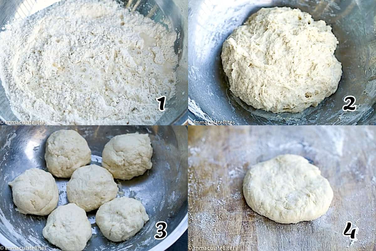 Mix the dry ingredients, make the dough, and let it rest before forming the paratha roti