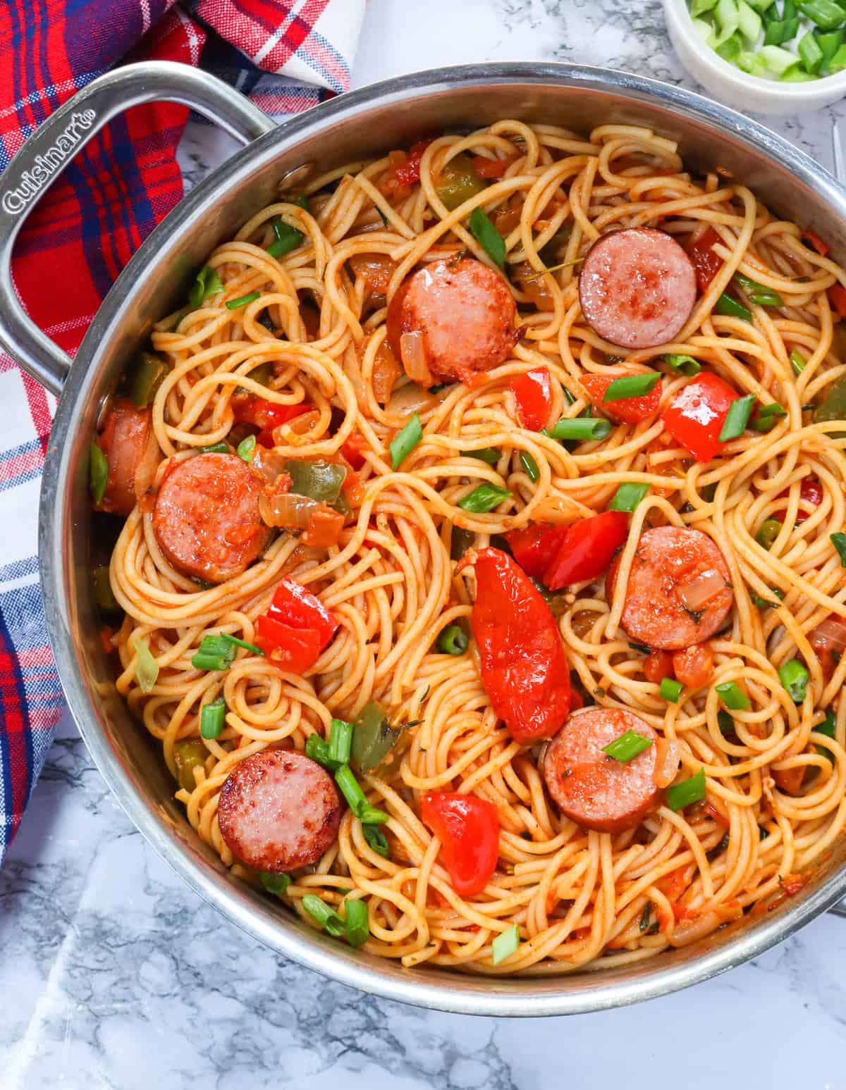 Tasty Haitian spaghetti fresh from the stove ready to enjoy