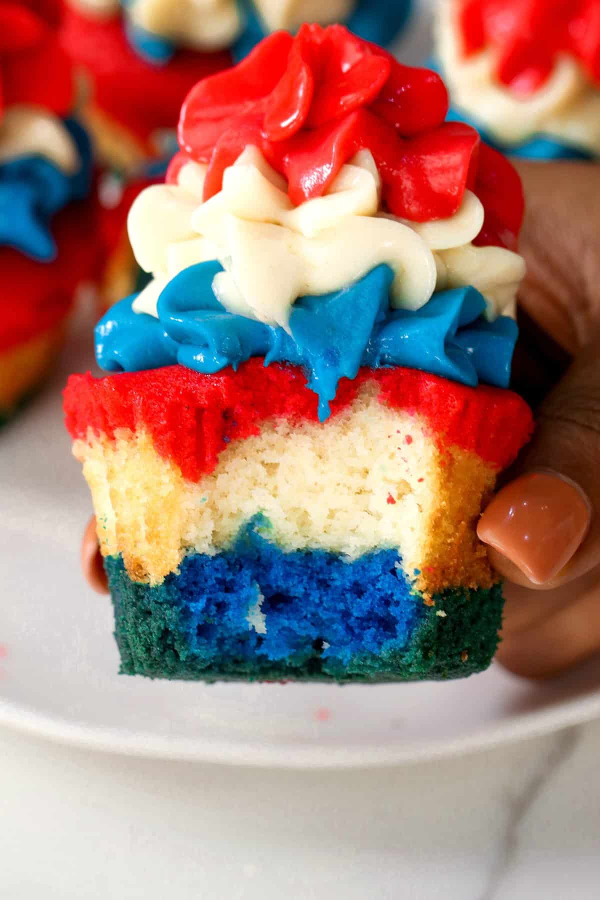 Taking a bite out of a fun 4th of July cupcake