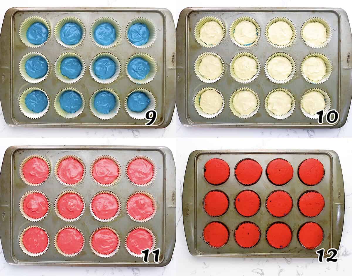 Layer the colored batter and bake