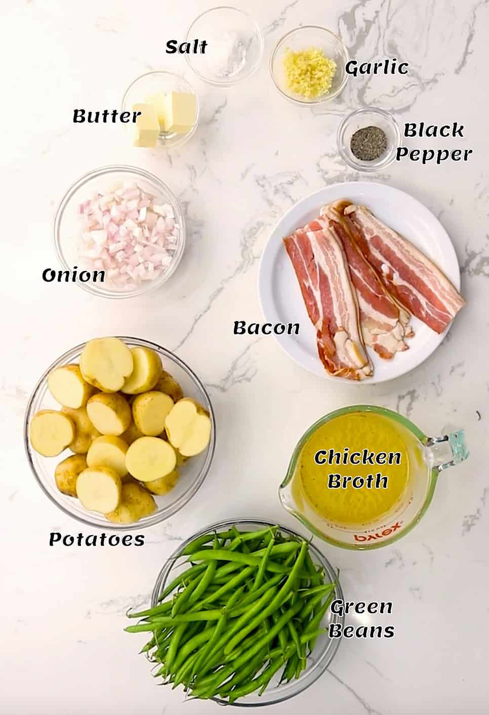 Ingredients for green beans and potatoes