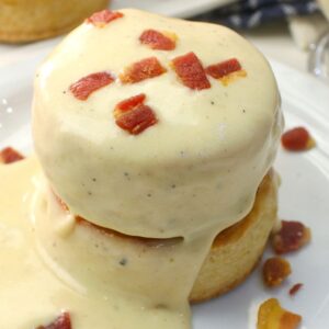 Comfort food biscuits smothered in amazing bacon gravy