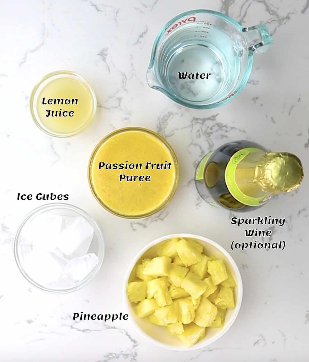 What you need to make pineapple passion fruit lemonade