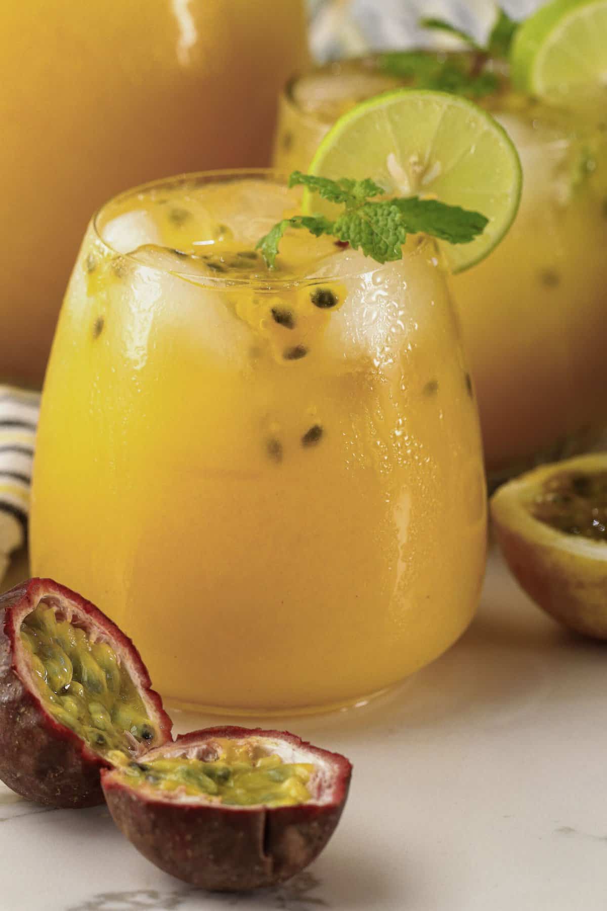 Enjoying a refreshingly fruity glass of pineapple passion fruit lemonade