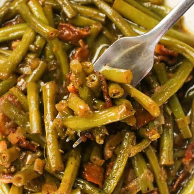 Diving into pure comfort food smothered green beans