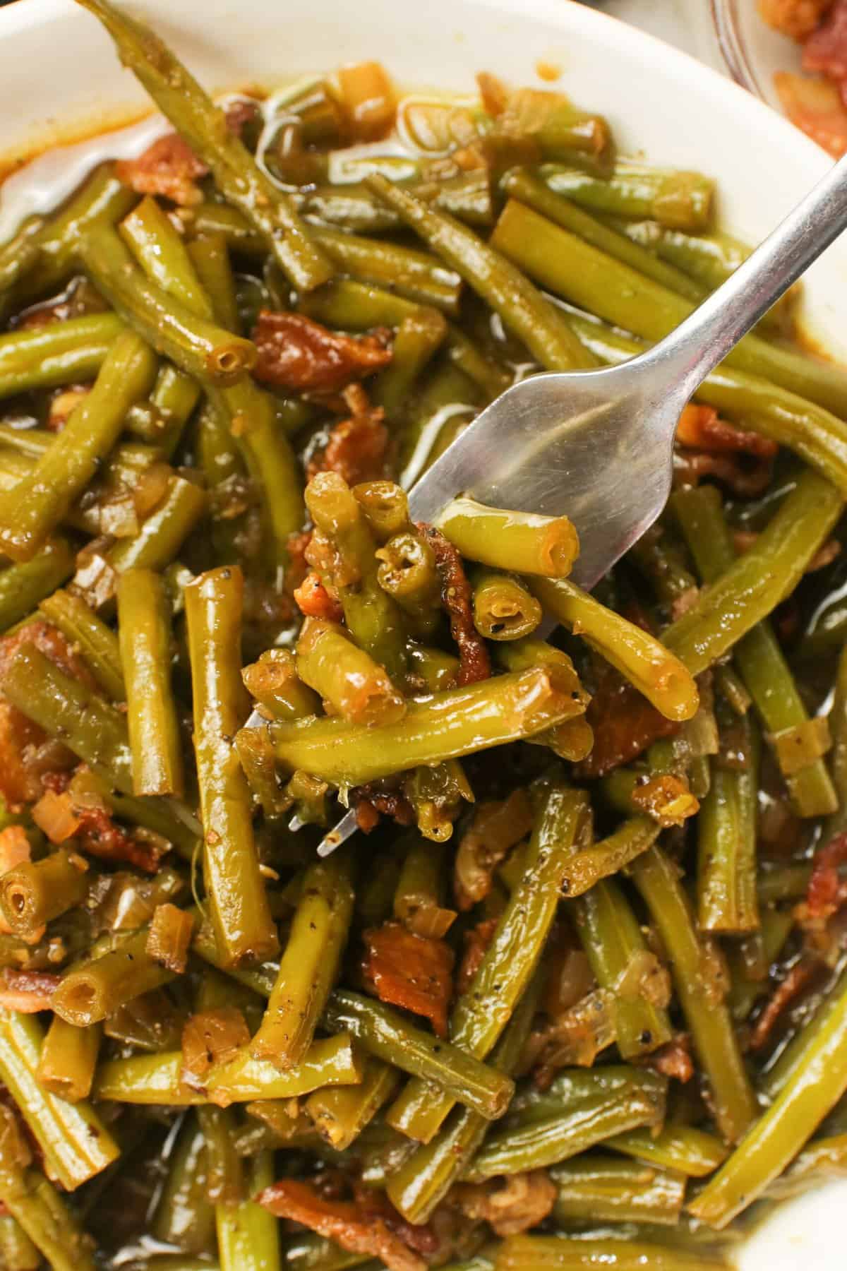 Diving into pure comfort food smothered green beans