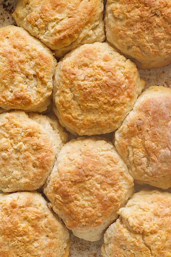 Freshly baked 7UP biscuits still in the baking pan