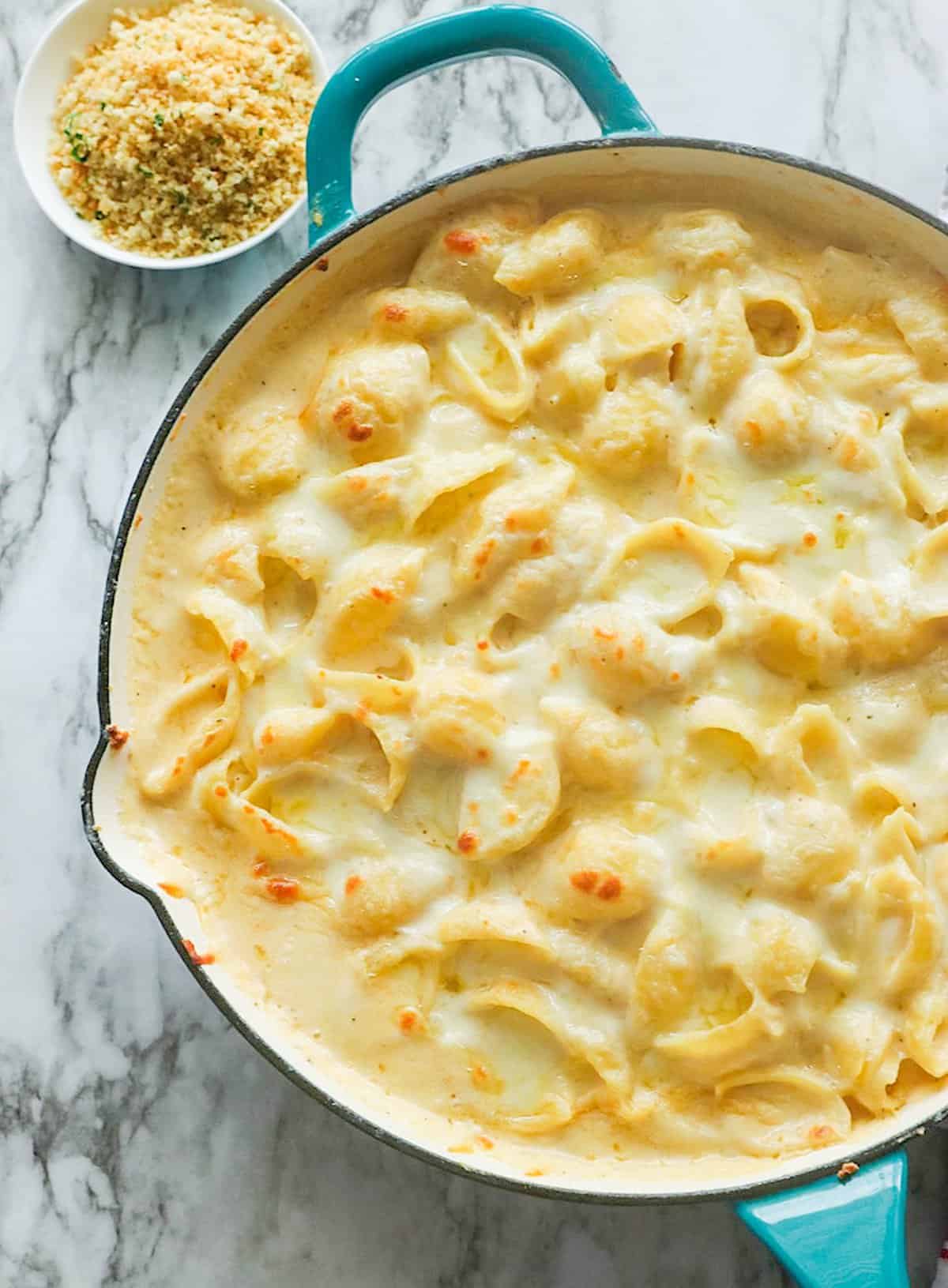 White cheddar mac and cheese without breadcrumb toppping