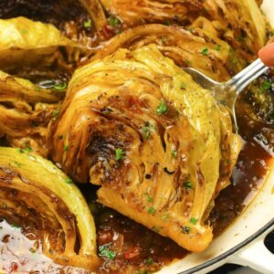 Serving up steaming hot braised cabbage wedges for pure Southern comfort