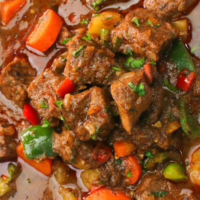 A soul-satisfying bowl of Jamaican brown beef stew