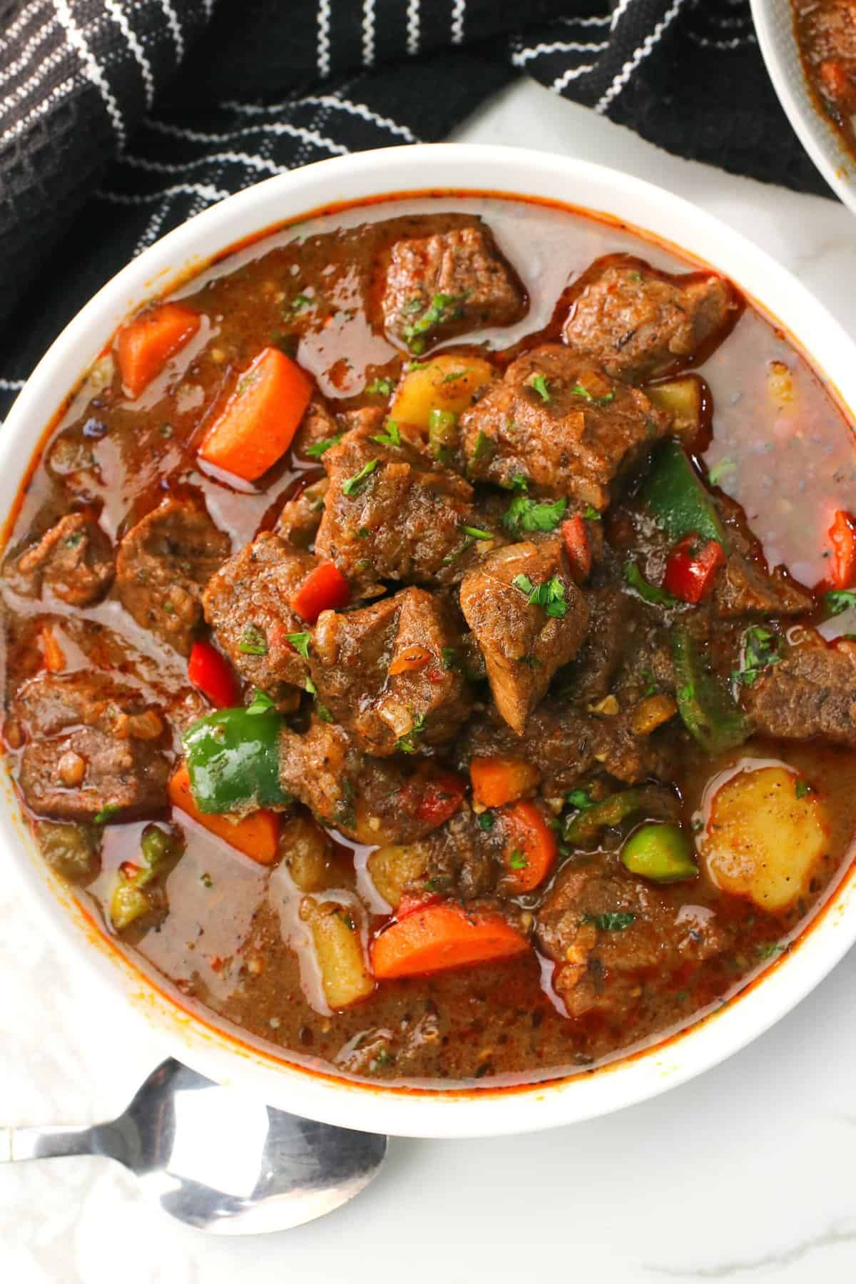 A soul-satisfying bowl of Jamaican brown beef stew