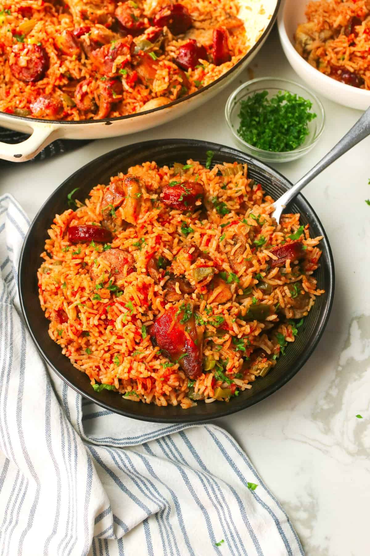 Diving into an insanely delicious bowl of chicken jambalaya