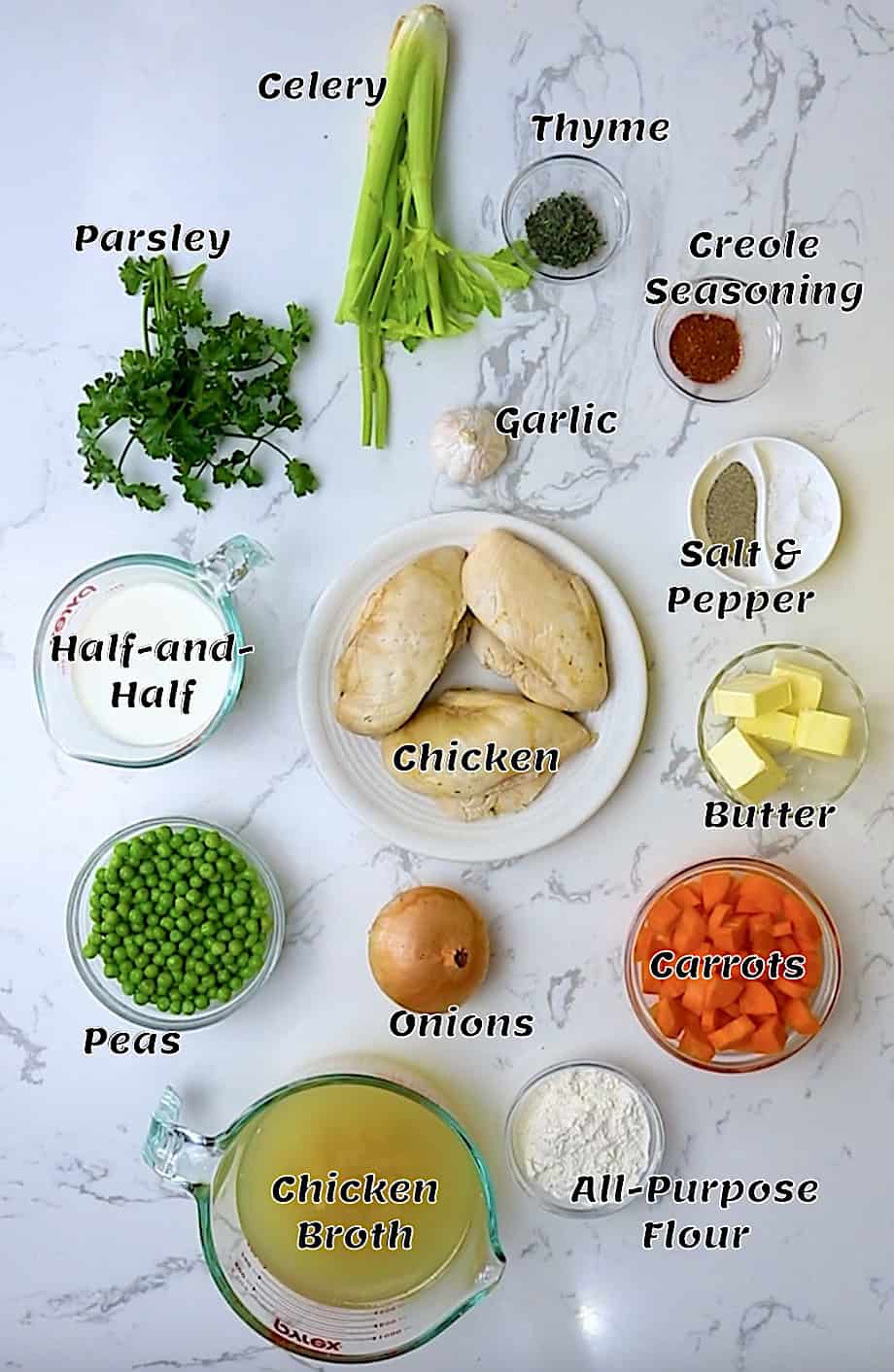 Ingredients for chicken soup