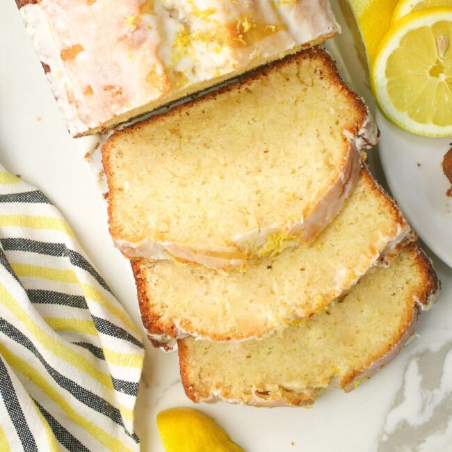 Serving up a freshly baked and glazed lemon yogurt cake